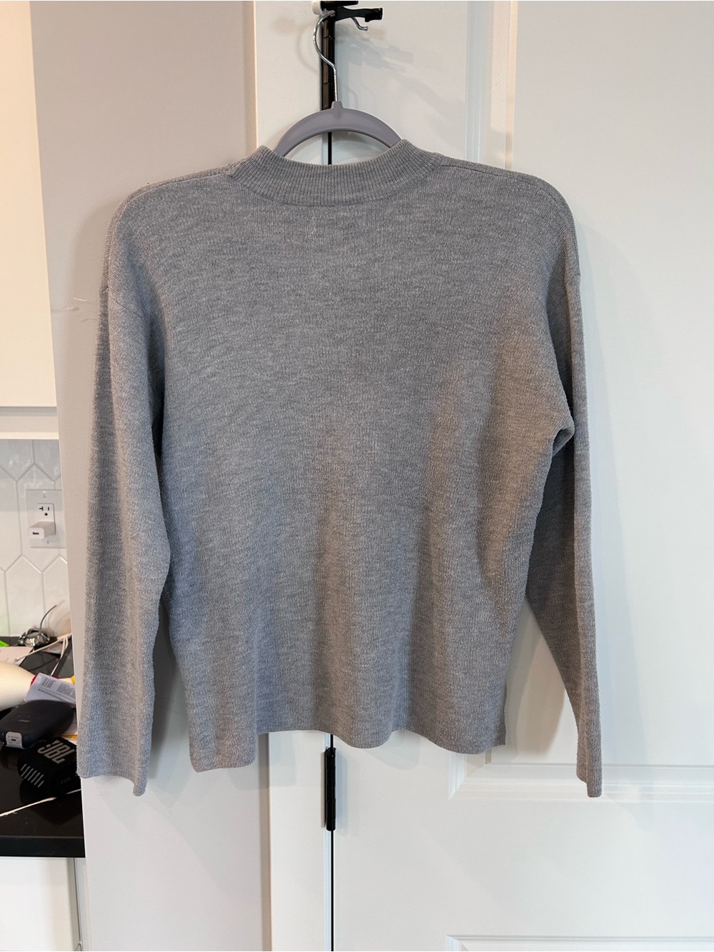 OAK + FORT Light Gray Crewneck Sweater Minimalist Knit Pullover Neutral Roomy